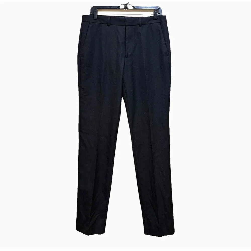 Topman Mens 32x32 Black Slim Fit Dress Pants Flat Front Formal Trousers Suitwear